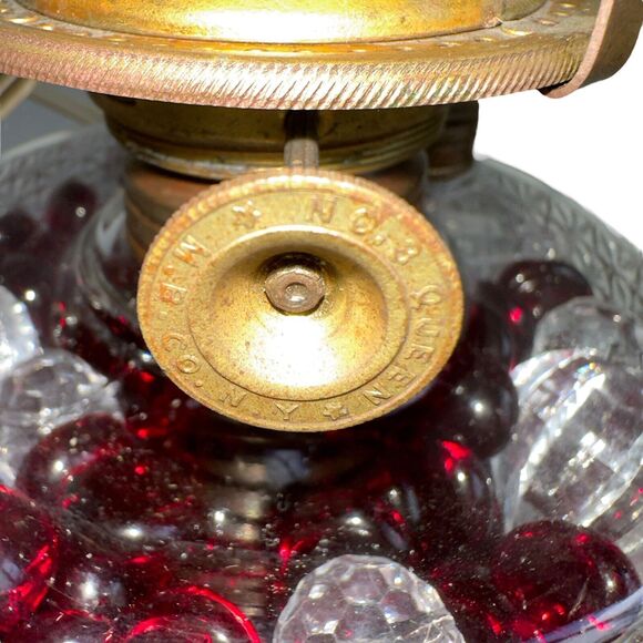 Antique Mid Century Glass Oil Lamp Converted Electric Frosted Chimney - Picture 5 of 16